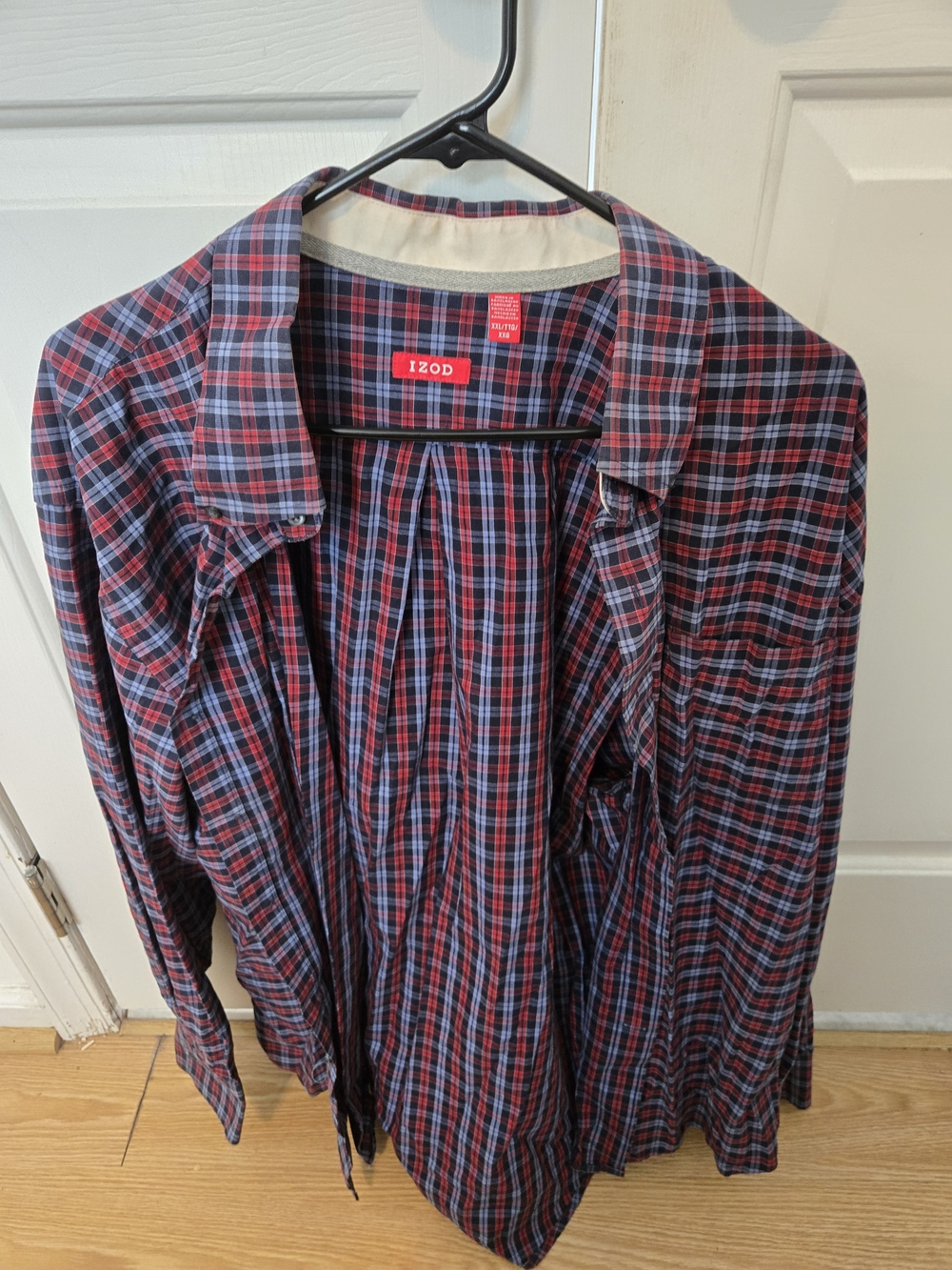 Izod Red and Blue Plaid Lightweight Shirt Jacket